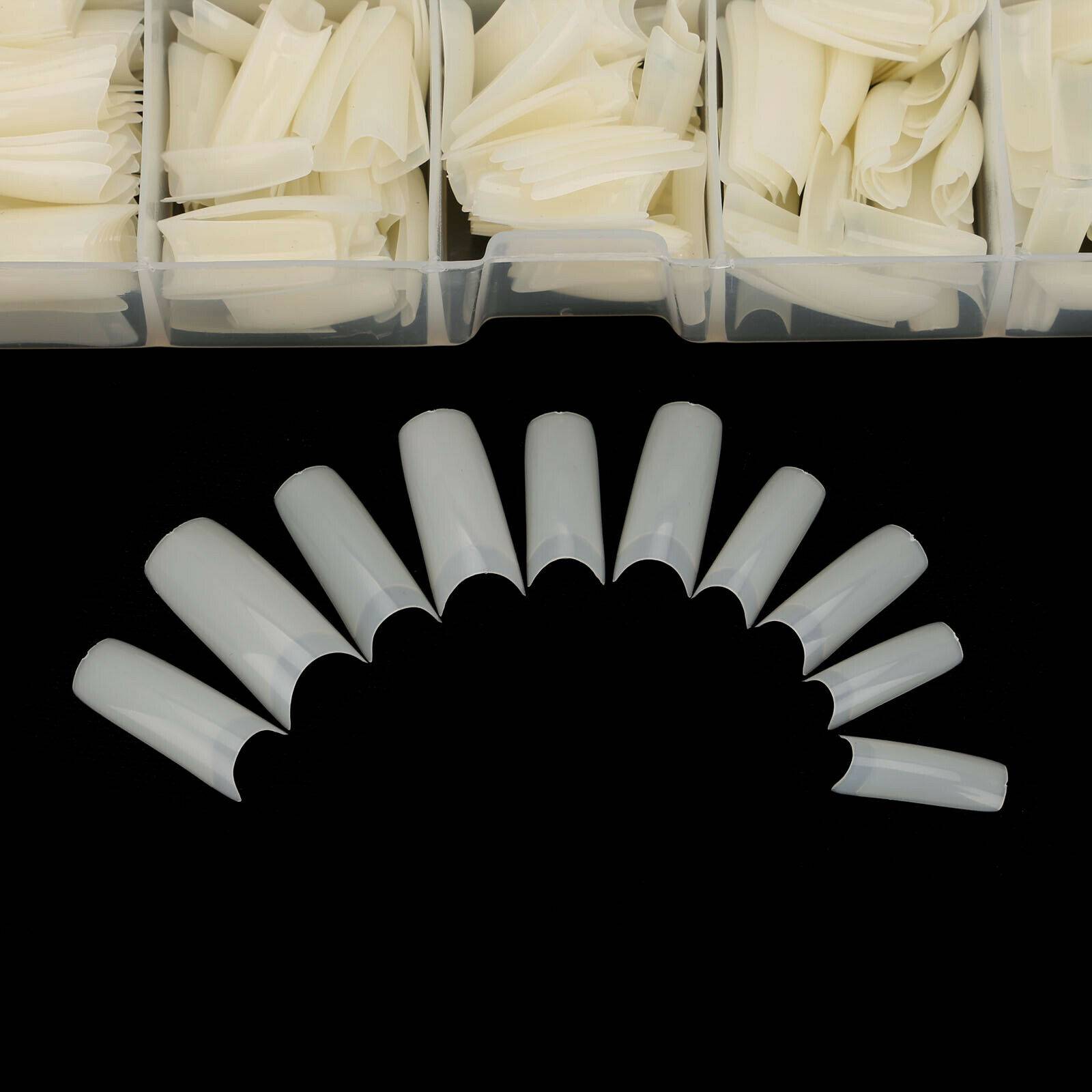 500Pcs Fake French Nail Tips White Clear Stiletto False Gel Pointy Art Acrylic - 5.0 - CJ
