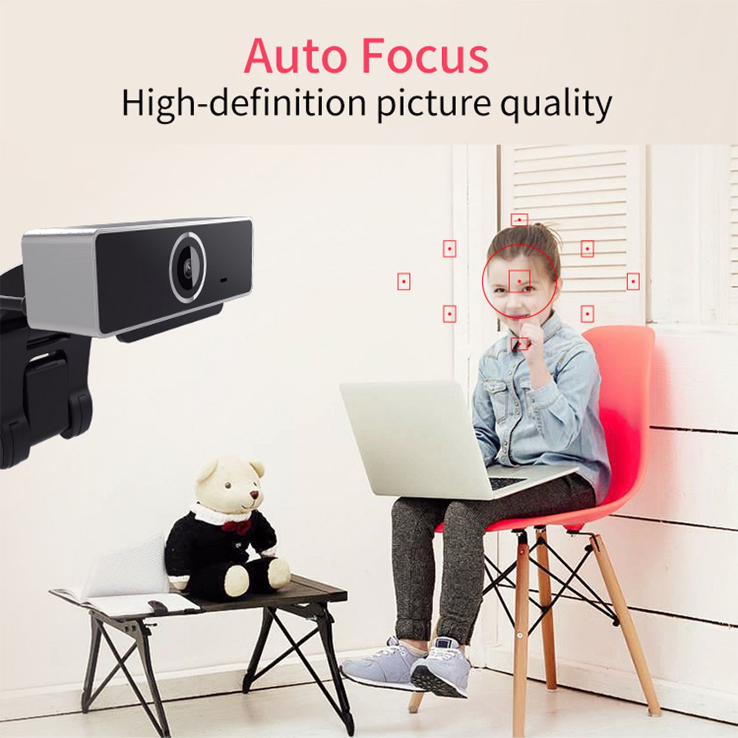 1Pc FHD 1080P Webcam USB PC Computer Webcam Auto Focus With Microphone 60 - Degree Widescreen Desktop Laptop Webcam Live Streaming Webcam With Rotatable Clip For Live Broadcast Video Calling Conferencin - 5 - CJ