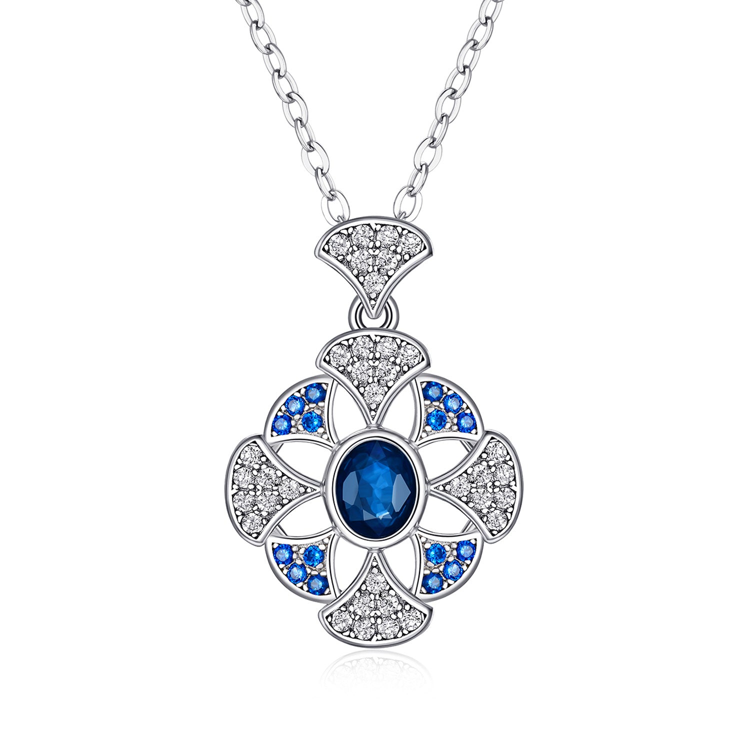 Temperament Gingko Leaf Pendant S925 Silver Set Natural Sapphire Necklace - 4 - https://x.com/titan_prim62775J