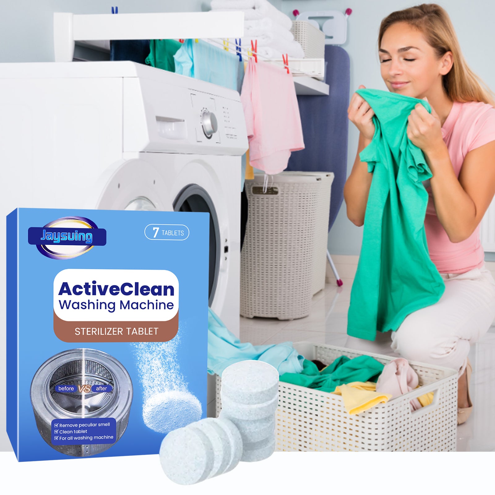 Jaysuing Washing Machine Cleaning Tablets Washing Machine Trough Automatic Roller Cleaning Dirt & Odor Cleaning Tablets - 5 - CJ