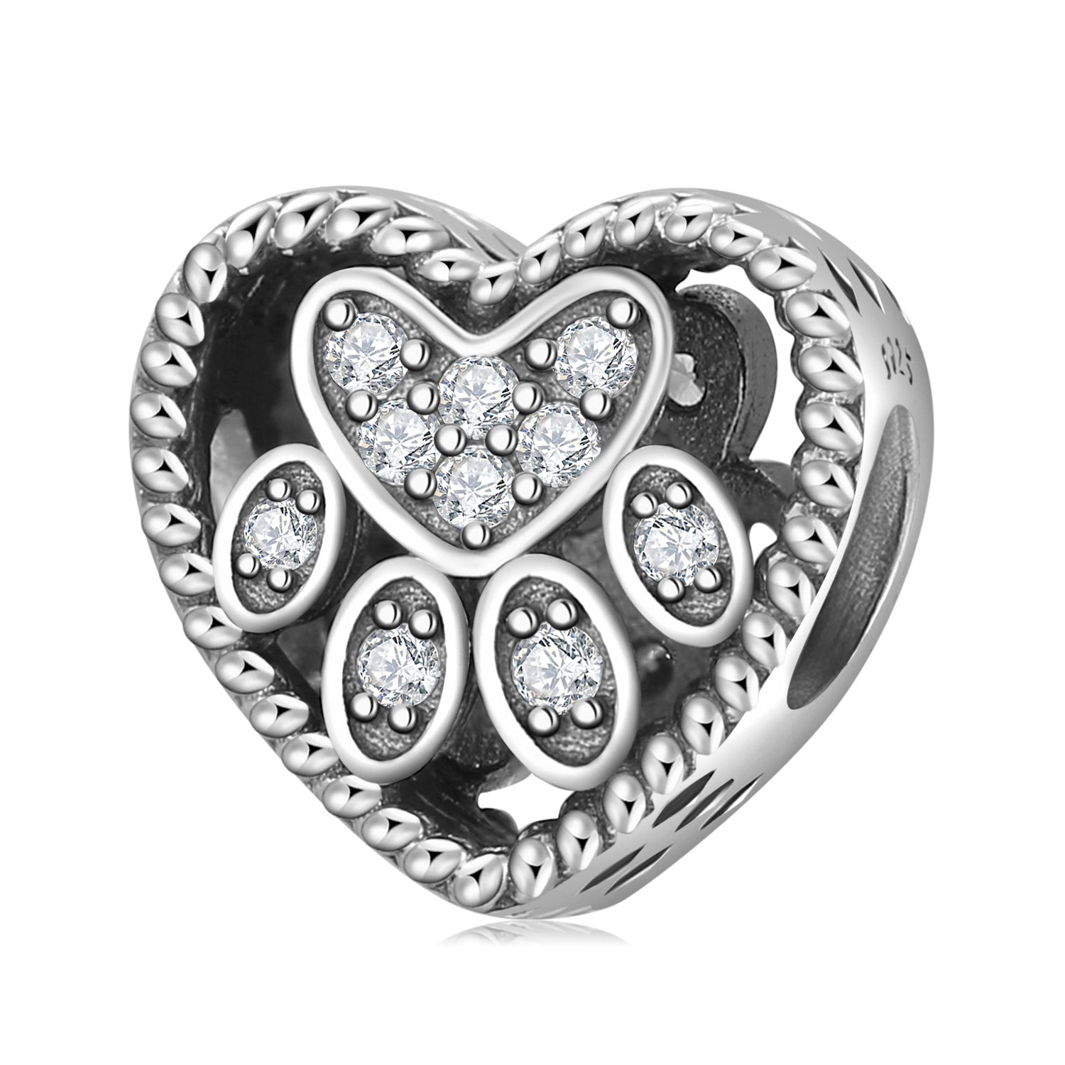 S925 Sterling Silver Beads Cute Dog Element Dog Paw Print Series Beaded Pendant DIY Accessories Loose Beads - 4 - CJ
