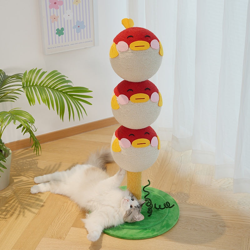 Cute Puffer Fish - shaped Cat Climbing Frame, Three - tier Climbing Tower With Base, Indoor Cat Scratching Post Climbing Frame With Vertical Claw Interactive Cat Toy, Suitable For Cats Of All Sizes - 5 - CJ