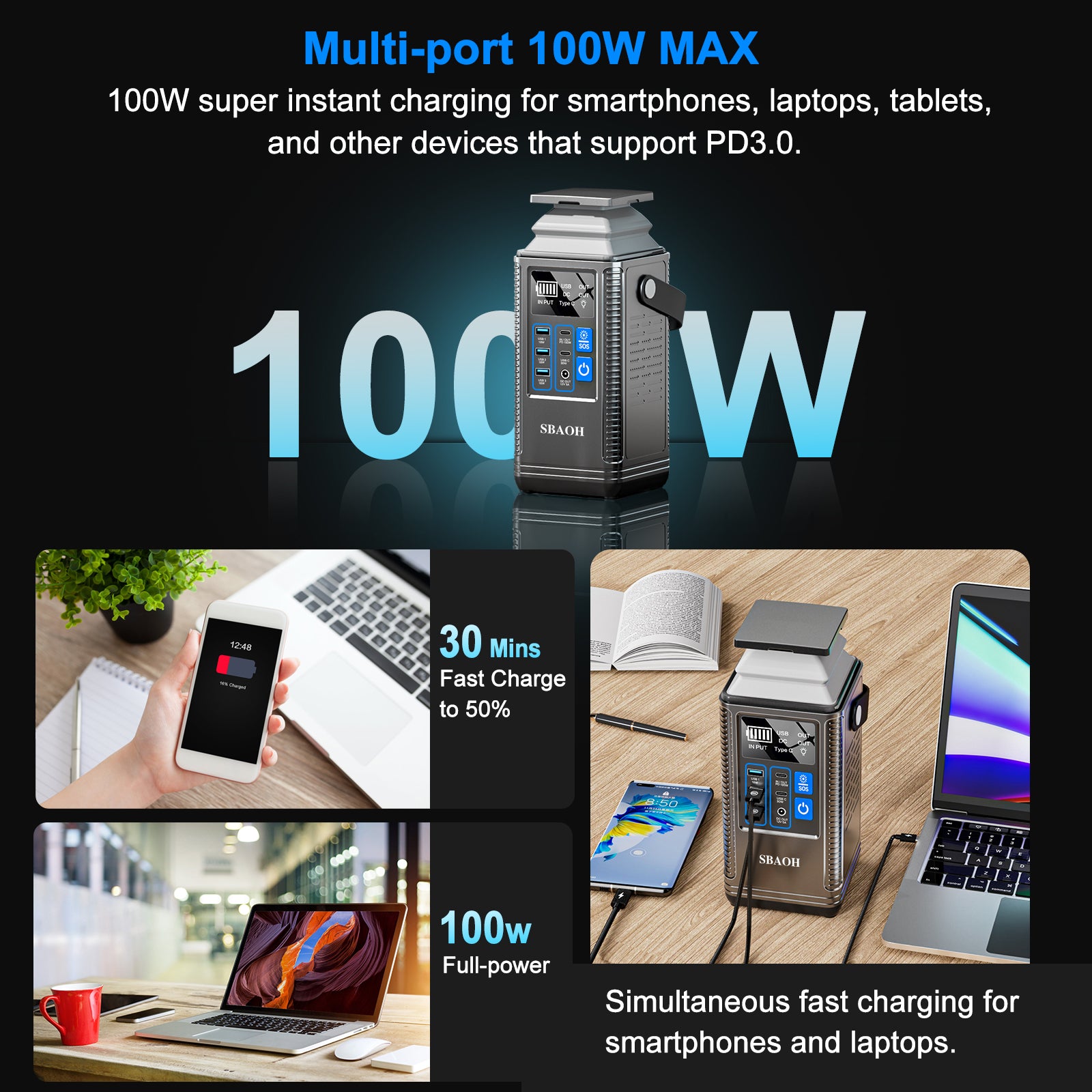Power Station 296Wh Lithium Battery Mobile Power Supply 80000mAh Portable Rechargeable Battery Outdoor Energy Storage Power Supply - 5 - CJ