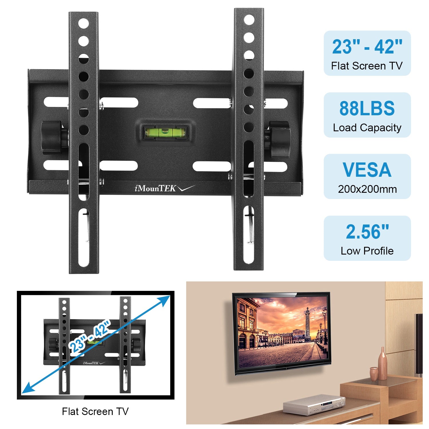 1Pc TV Wall Mount Bracket Tilt For 23in To 42in LED LCD PLASMA Flat TV VESA 200x200mm - 5 - CJ