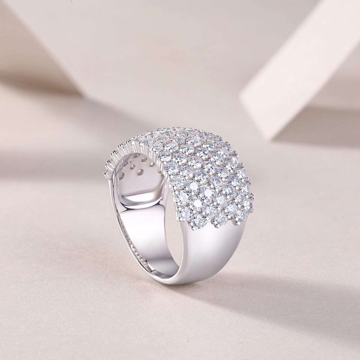 1Multiple Row Diamond Wide Rings, Moissanite Rings, Luxury Fashion Silver Rings Prohibit TikTok sales - 5 - CJ