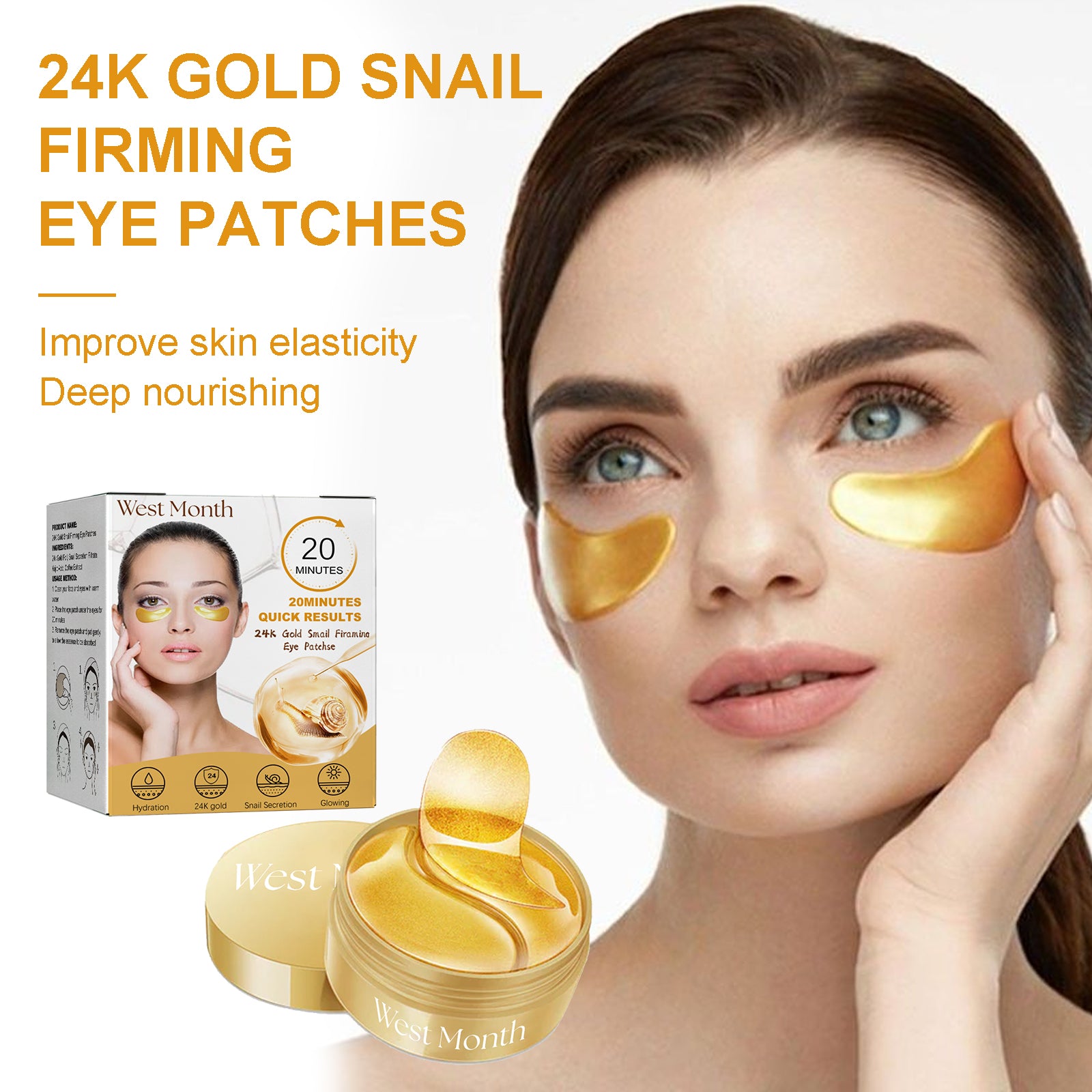 West&Month Gold Snail Eye Patch Hydrating Eye Patch Skin Care Around The Eyes - 5 - CJ