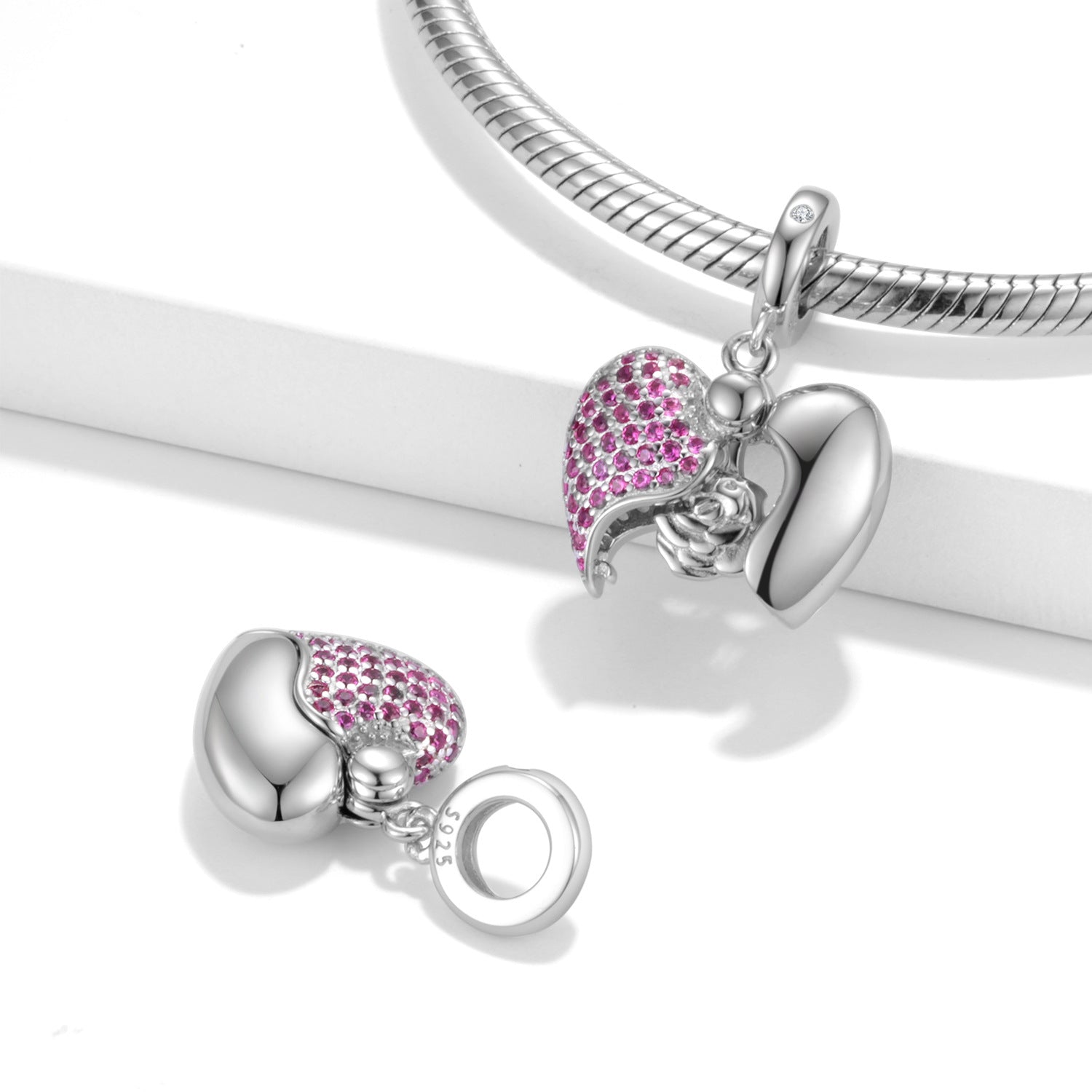 Red Rose Love Lock Series Beads 925 Sterling Silver Pendant Bracelet DIY Accessories - 4 - CJ
