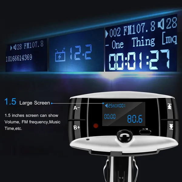 Car Wireless FM Transmitter USB Charger Hands - free Call MP3 Player SD Card Reading Aux - in LED Display - 5 - CJ