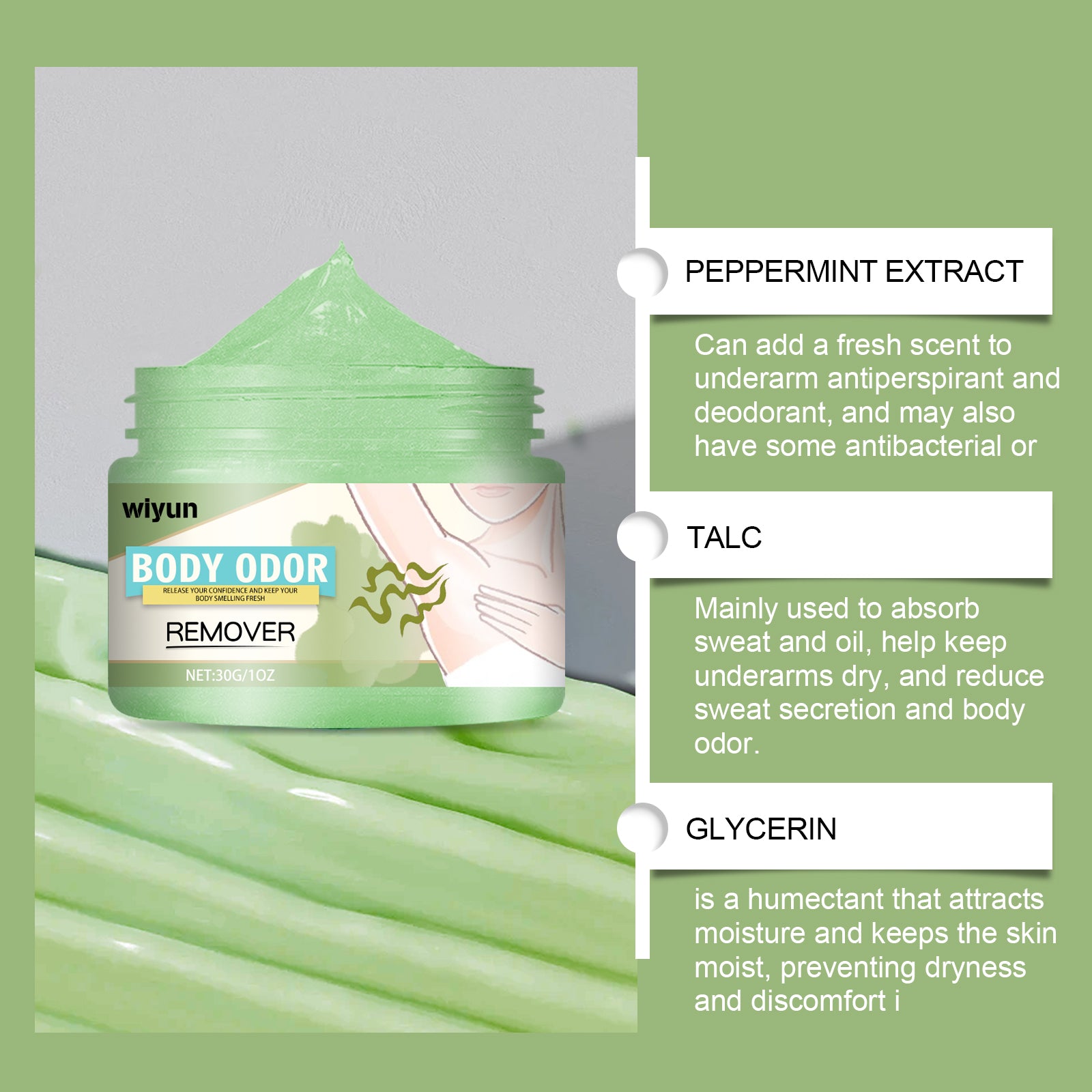 WIYUN Underarm Anti - perspirant Care Cream Cleans armpit sweat odor Refreshing and long - lasting body care cream - 5 - CJ