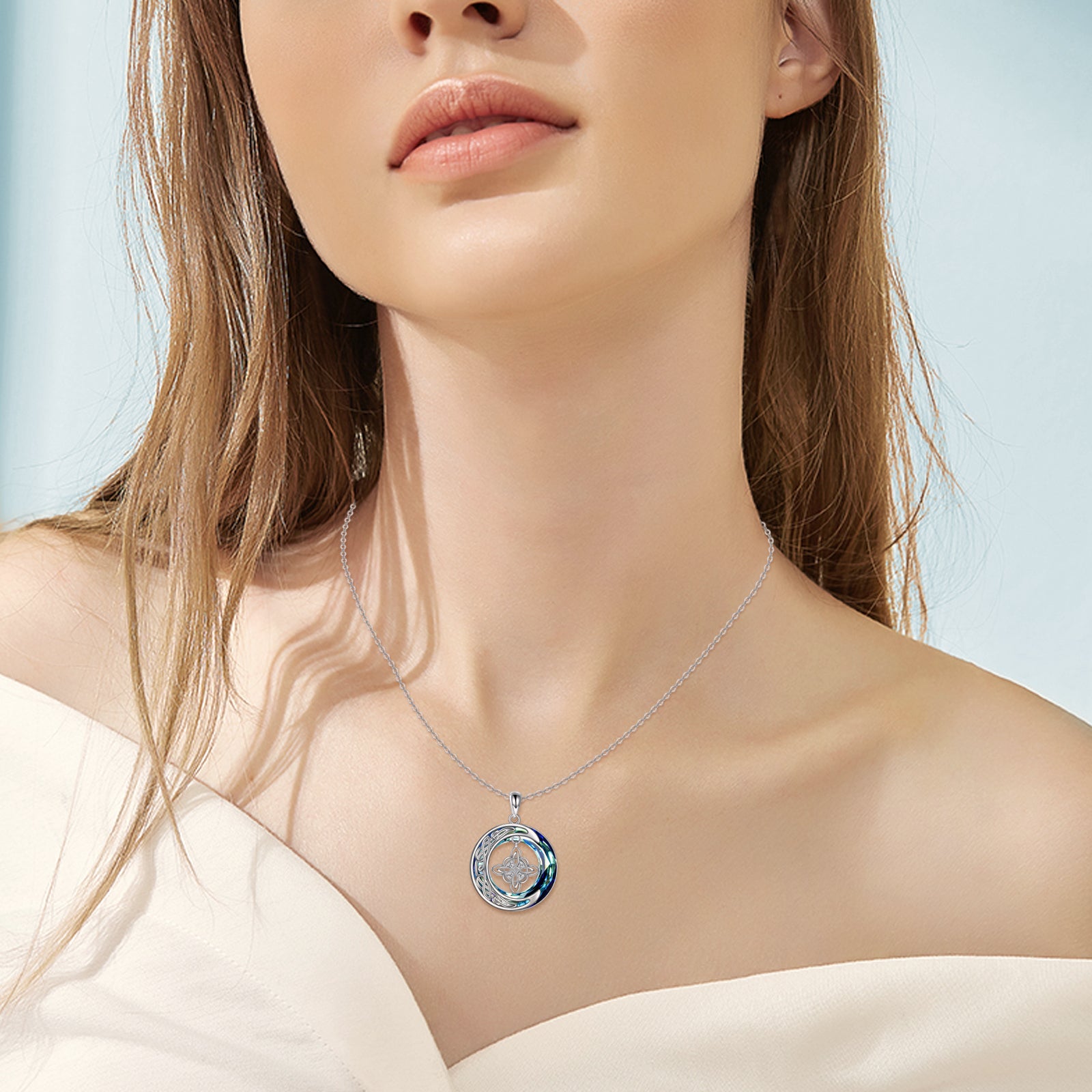 Celtic Moon Witch Knot 925 Sterling Silver Witch Good Luck Crystal Necklace - 5 - cjdropshipping