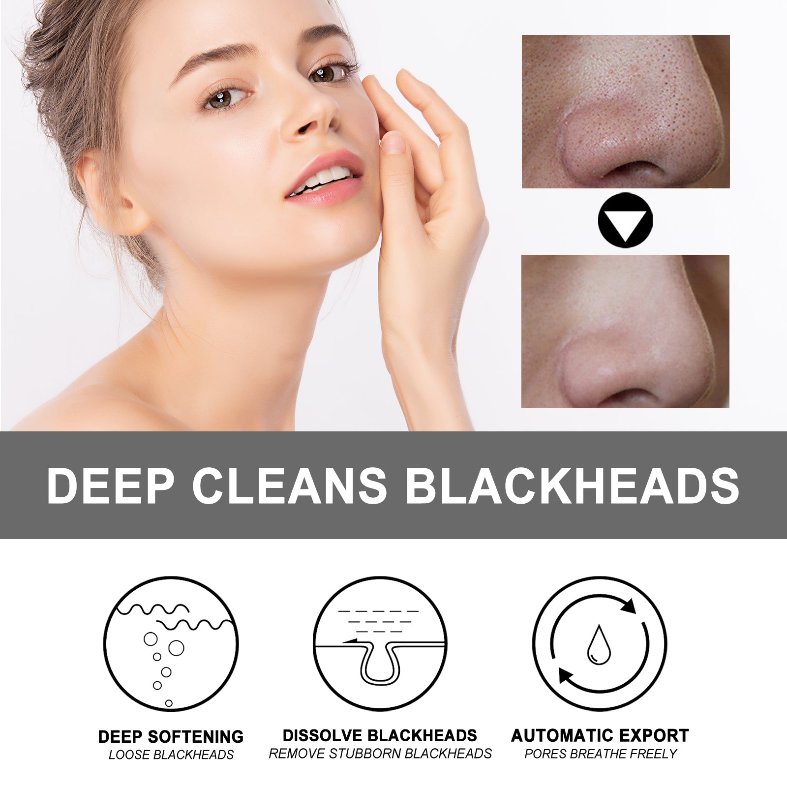 EELHOE Blackhead Cleansing Cream Skin Oil Blackheads Acne Exfoliating Cleansing Repair Pore Tearing Nose Patch - 5.0 - CJ
