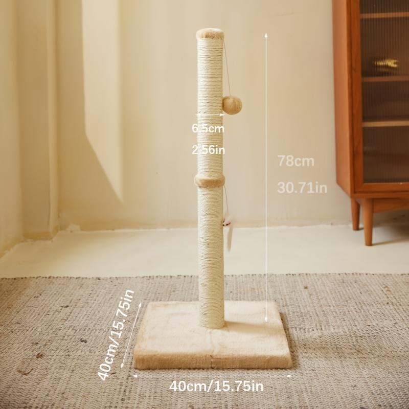 Durable Sisal Rope With Hanging Ball Toy Cat Scratching Post Indoor Space Saving Stable Base Promote Cat Claw Health And Fun Exercise - 5 - CJ