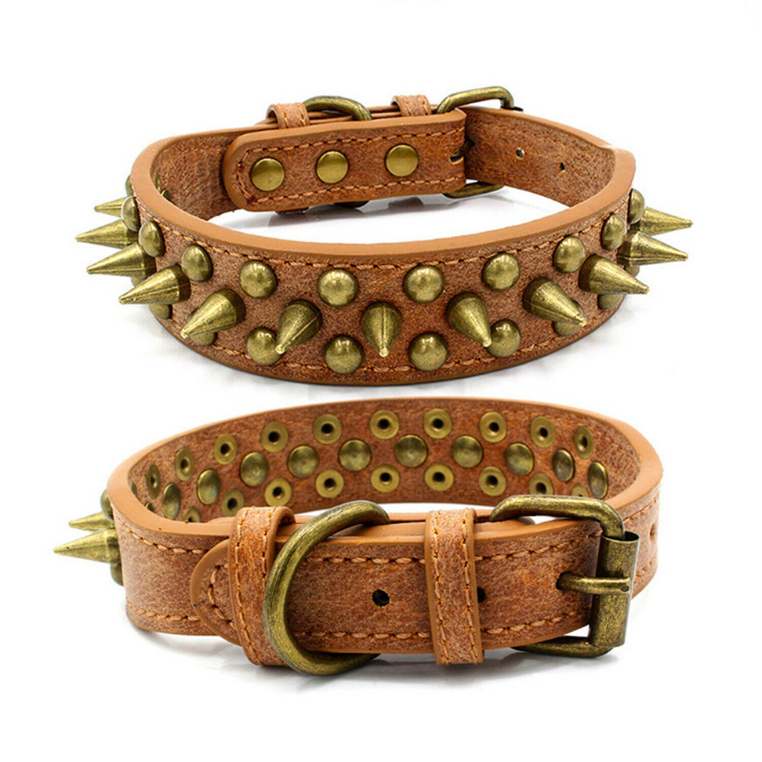 Retro Studded Spiked Rivet Large Dog Pet Leather Collar Pit Bull S - XL - 5 - CJ