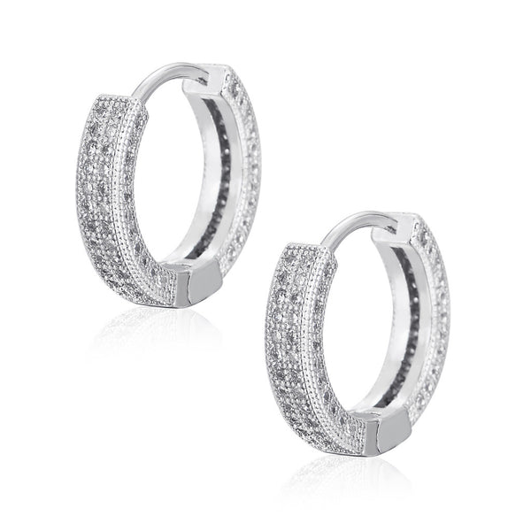 1 Pair Men's Hip Hop Zircon Hoop Earrings,Sparkling, Sleek Luxury,Versatile And Stylish - 5 - CJ