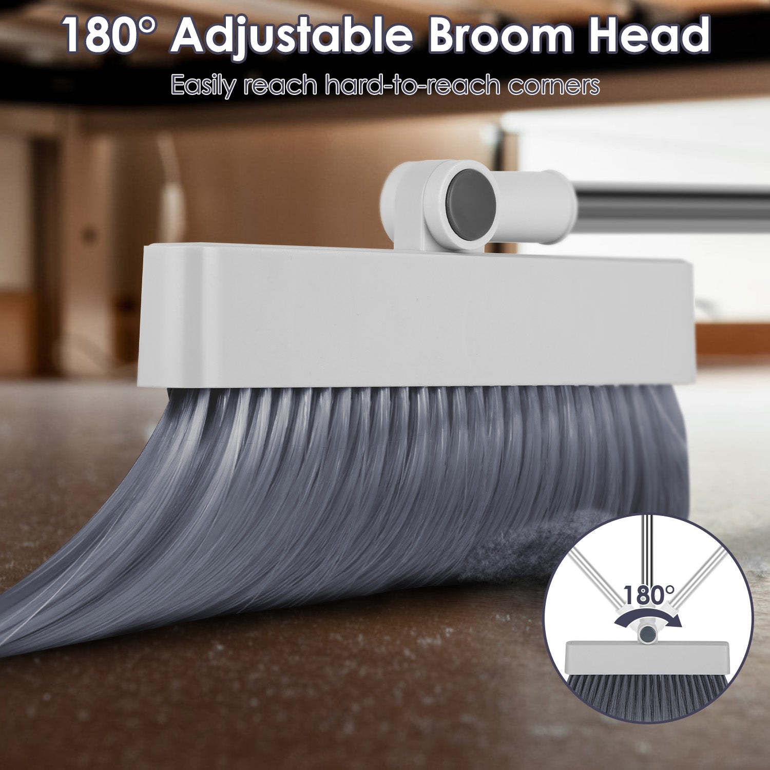 1Set Broom And Dustpan Combo Set With Squeegee Stainless Steel Handle 4 In 1 Upright Standing Broom And Dust Pan For Indoor Outdoor Garage Kitchen Room Office Sweeping - 5 - CJ