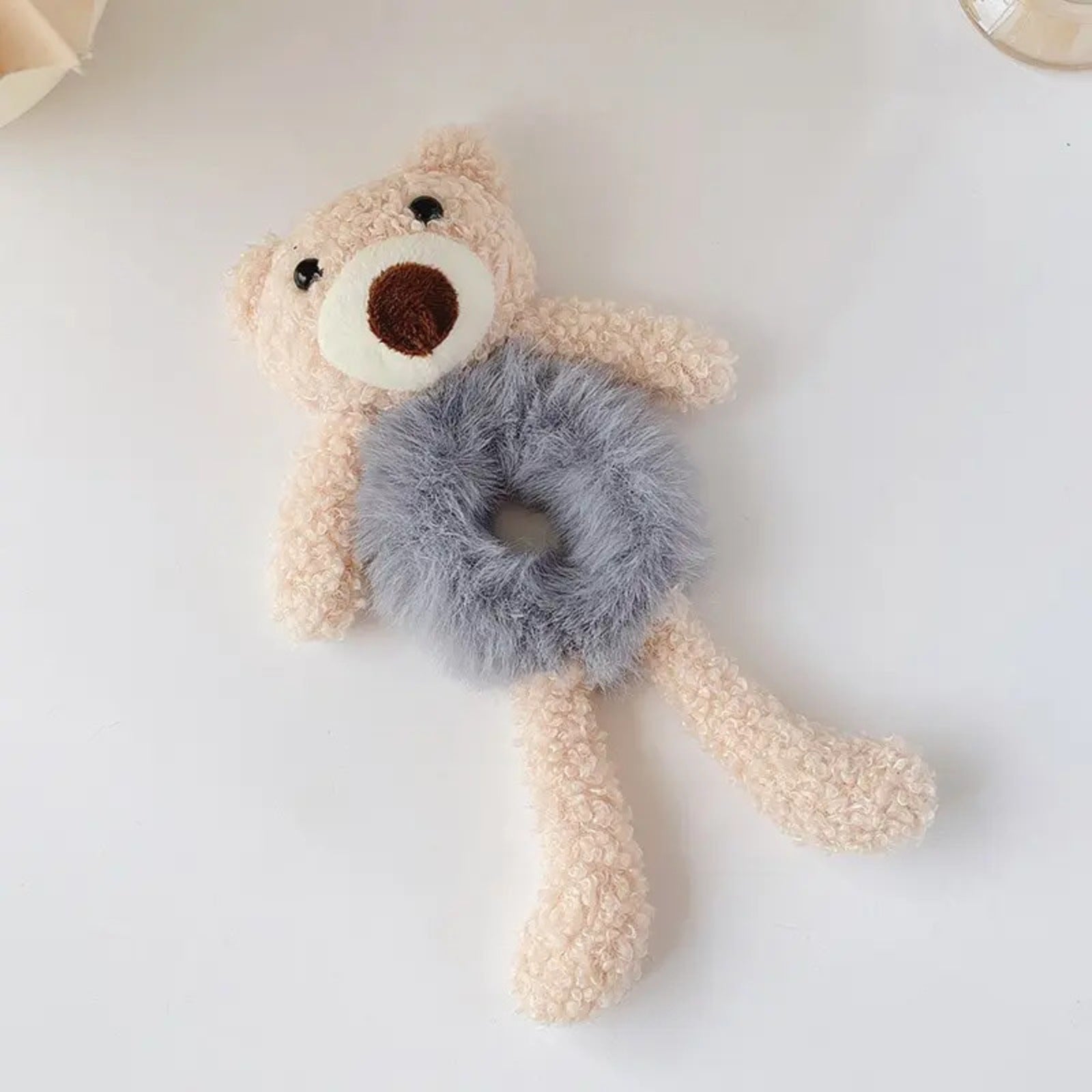 Girls Lovely Scrunchies Cute Bear Hair Band Rabbit Fur Hair Rope Soft Warm Rubber Band Pretty Hair Accessories - 5 - CJ