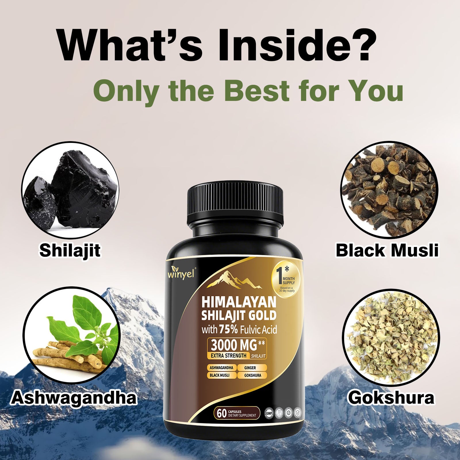 Shilajit Capsules, Ashwagandha, Gokshura, 85 Trace Minerals, High Potency Gold Grade Himalayan Shilajit Supplements, 60 Capsules For Women And Men - 5 - CJ