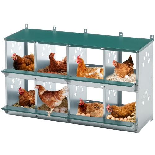 8 Compartment Chicken Nesting Boxes,For Laying Eggs, Metal Poultry Nest Box Wall Mount For Chickens, Hens, Large Vented Holes Chicken Coop Box - 5 - CJ