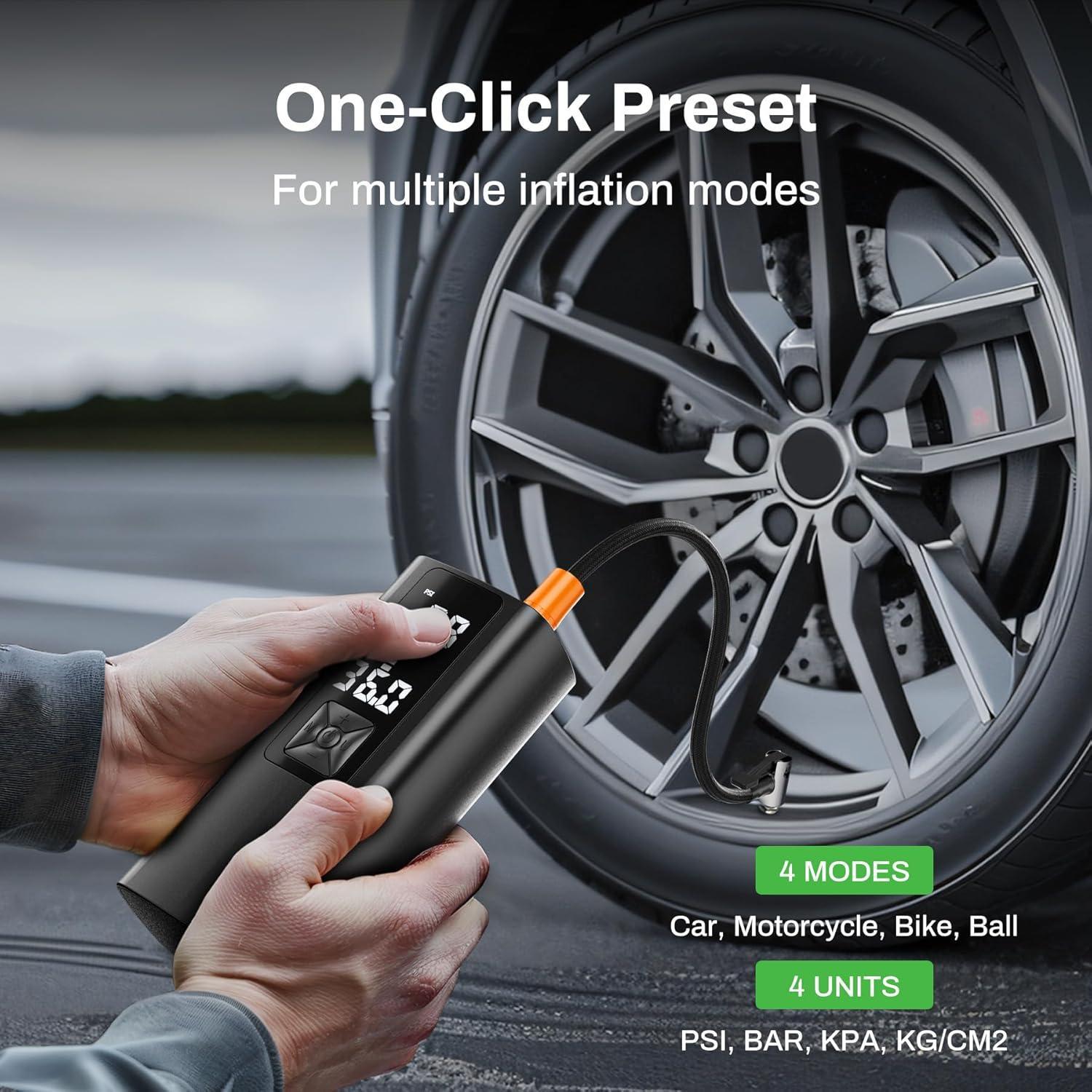 Portable Car Air Pump, Car Tire Automatic Air Pump, Lithium Battery Air Pump With Pressure Gauge And Led Screen, Suitable For Cars, Motorcycles, Bicycles, Balls - 5 - CJ