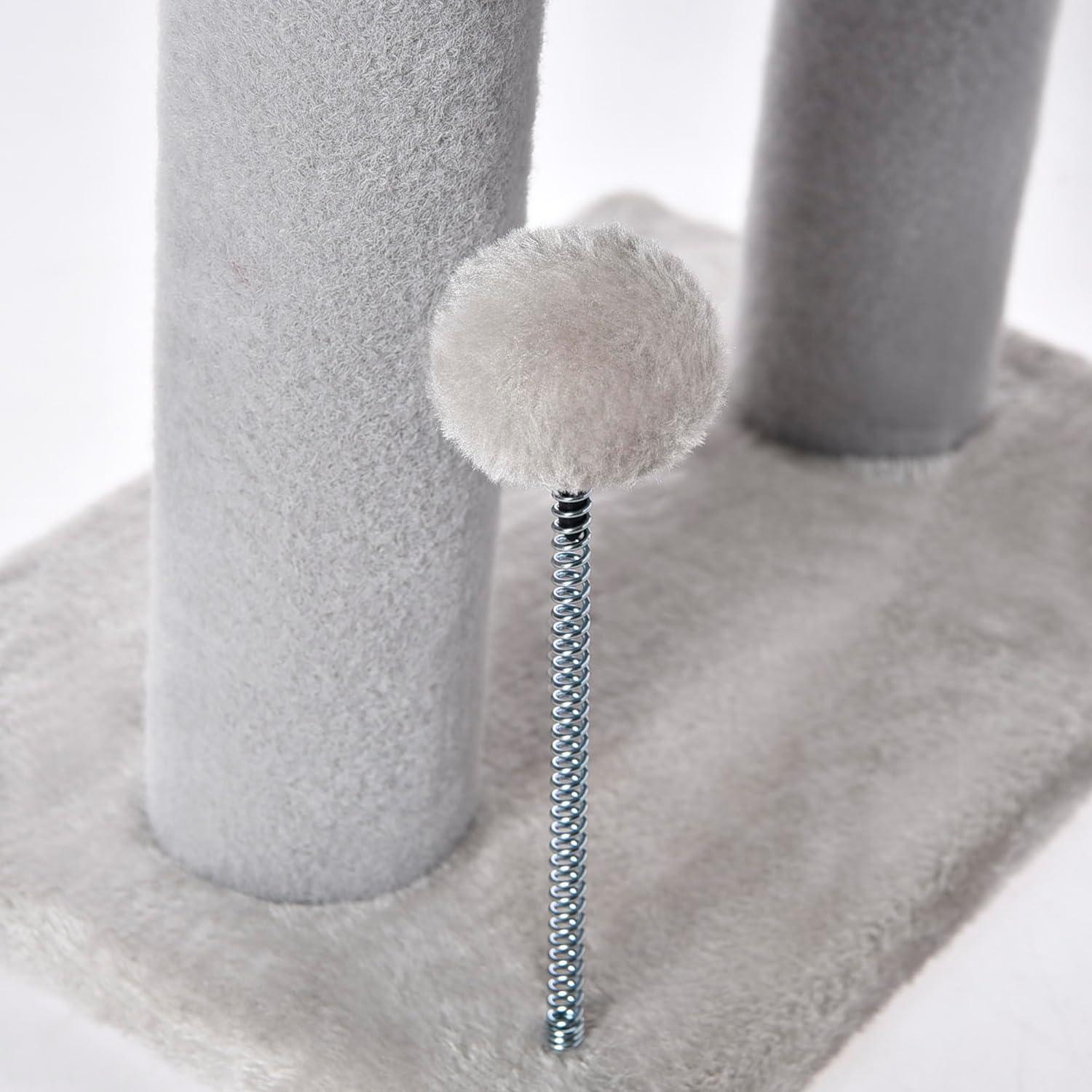 Gray Indoor Cat Tree With Hanging Ball 20.5Cat Tree With Tunnel Bed And Scratching Post Cat Tower - 5 - CJ
