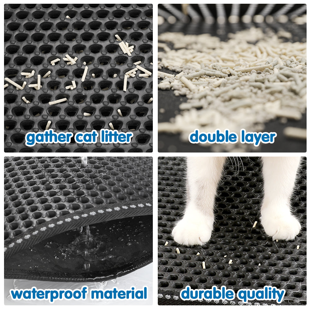 Double Rice Grain Cat Litter Mat, Cat Litter Cleaning Pad, Cat Litter Box Mat, Splash Guard Filter Mat - 5 - CJ