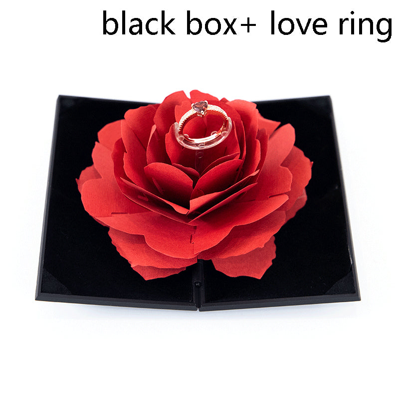 3D Love Box Heart - shaped Rose Flower Rotating Ring Box Valentines Day Gift - 4 - CJ