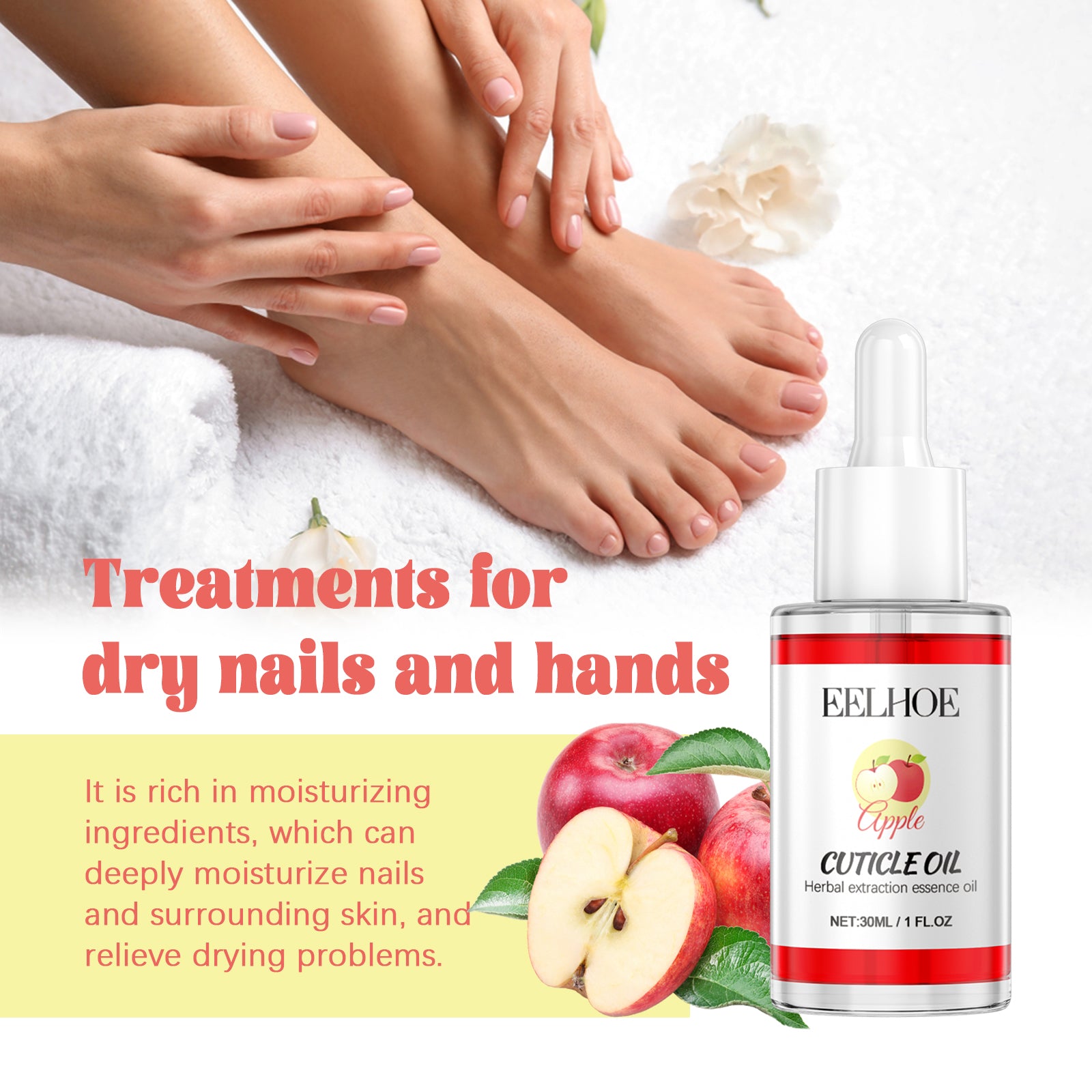 EELHOE Cuticle Oil, Repair Dry Rotted Nails Thickening Moisturizing Care Brightening Nails And Cleaning - 5 - CJ