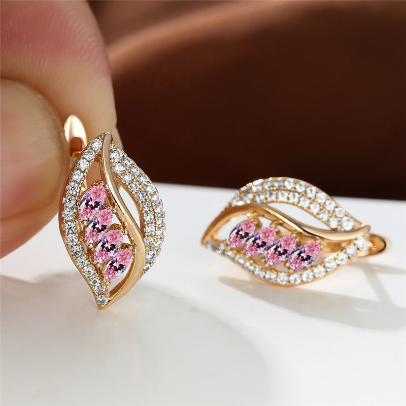 Ins Leaf - shaped Rhinestones Earrings Fashion Unique Zircon - encrusted Stud Earrings Women's Jewelry - 0 - CJ