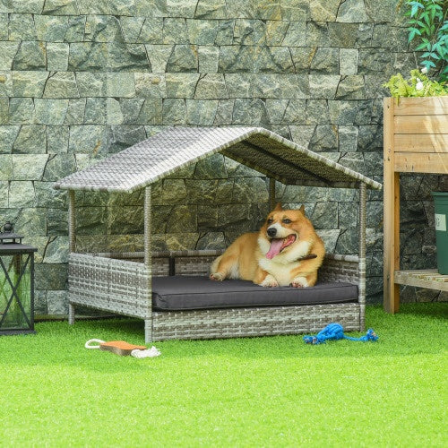 The Rattan Dog House Outdoor With Canopy Is Suitable For Small And Medium - sized Dogs - 5 - CJ