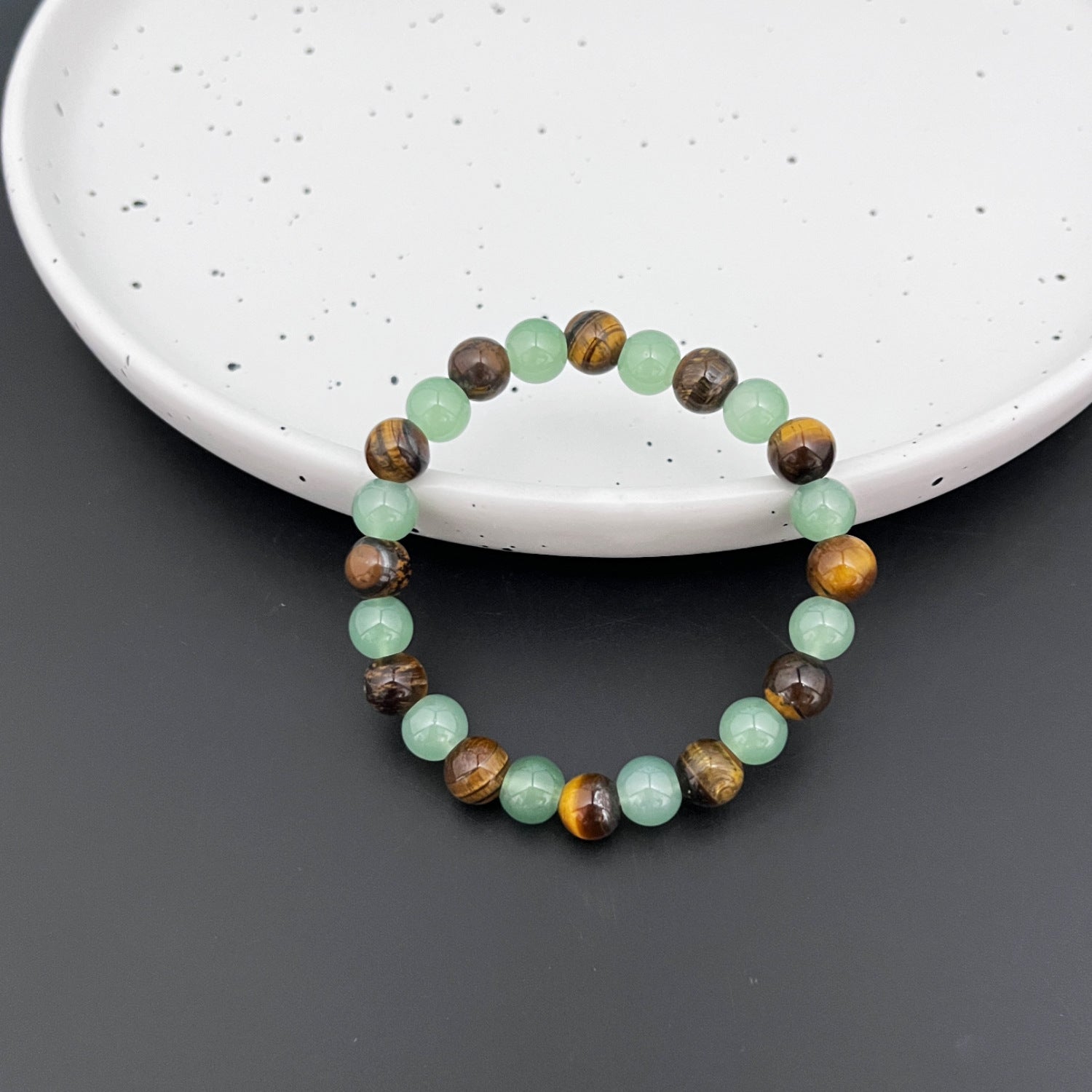 Natural Tiger Eye & Green Jade Bracelet For Abundance Handcrafted Beads For Energy & Style Adults Money & Success - 5 - CJ