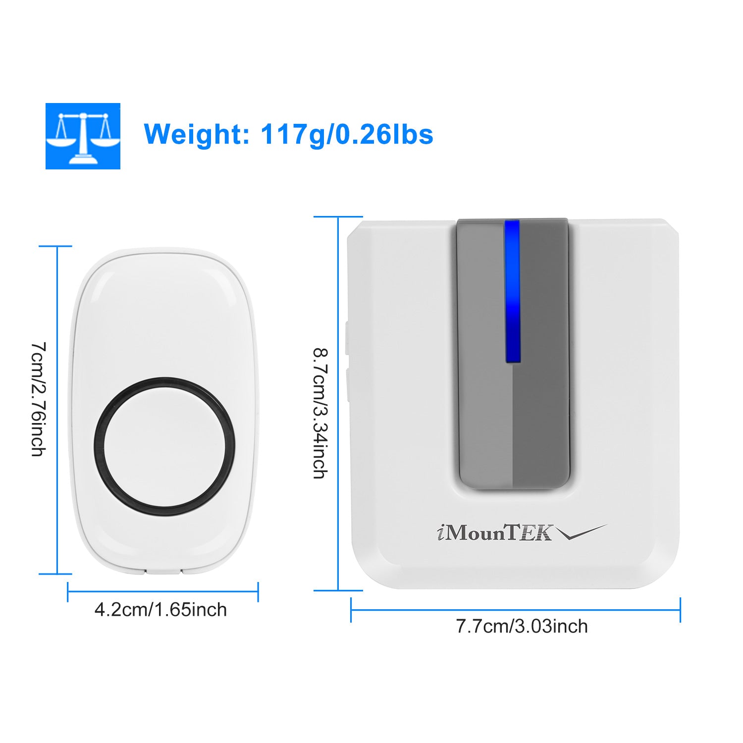 Wireless Doorbells Rings 1 Thousand FT Operating Range IP44 Waterproof Door Chime With 1 Plug Receiver Chimes 52 Melodies LED Indicator Bells For Office Apartment House - 5.0 - CJ