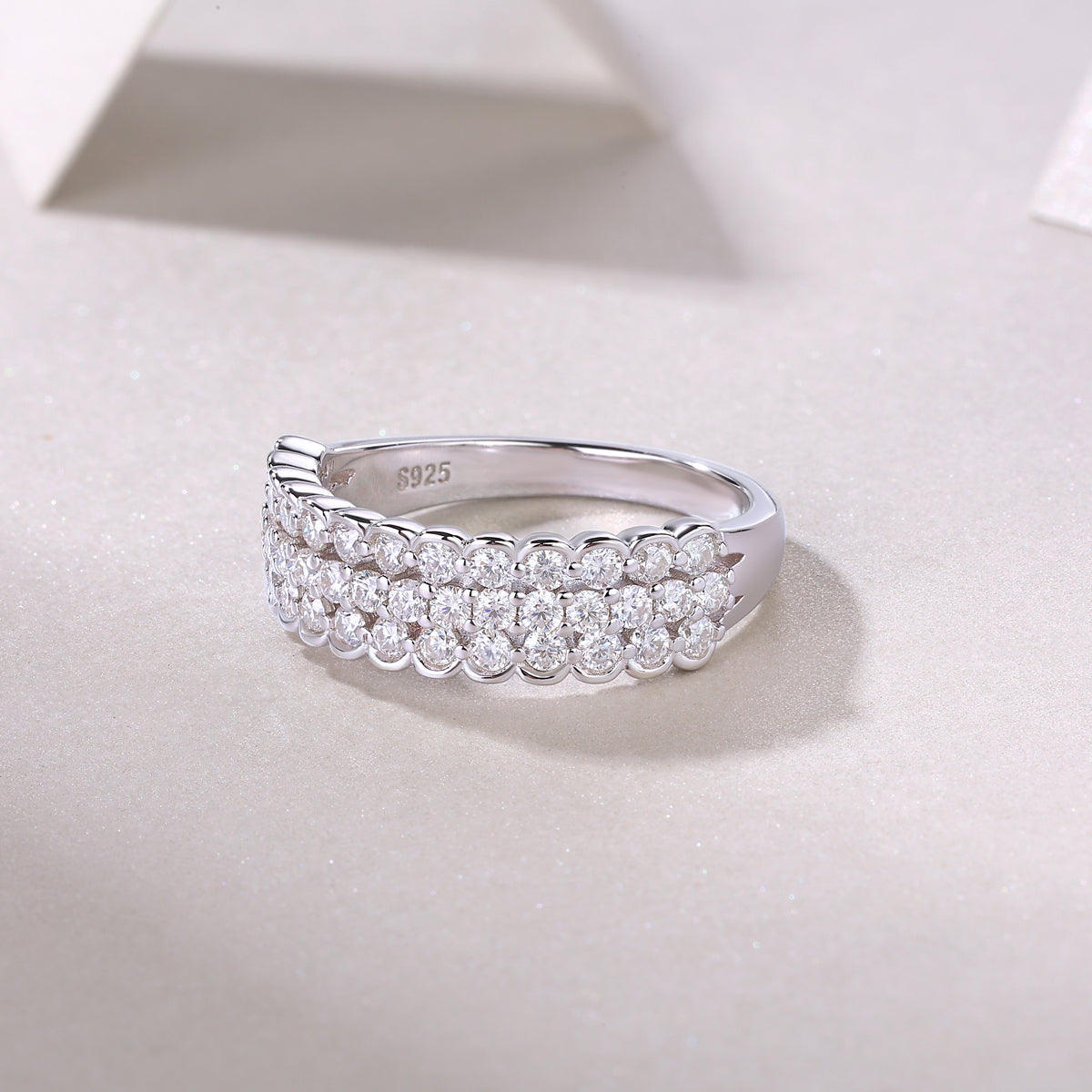 1Multi - row Diamond Ring Luxury Fashion Set Moissanite Silver Ring Prohibit Tk Sales - 5 - CJ