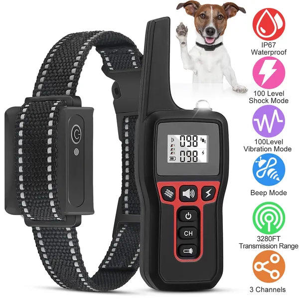 3280FT Dog Training Collar IP67 Waterproof Pet Beep Vibration Electric Shock Collar - 5 - CJ