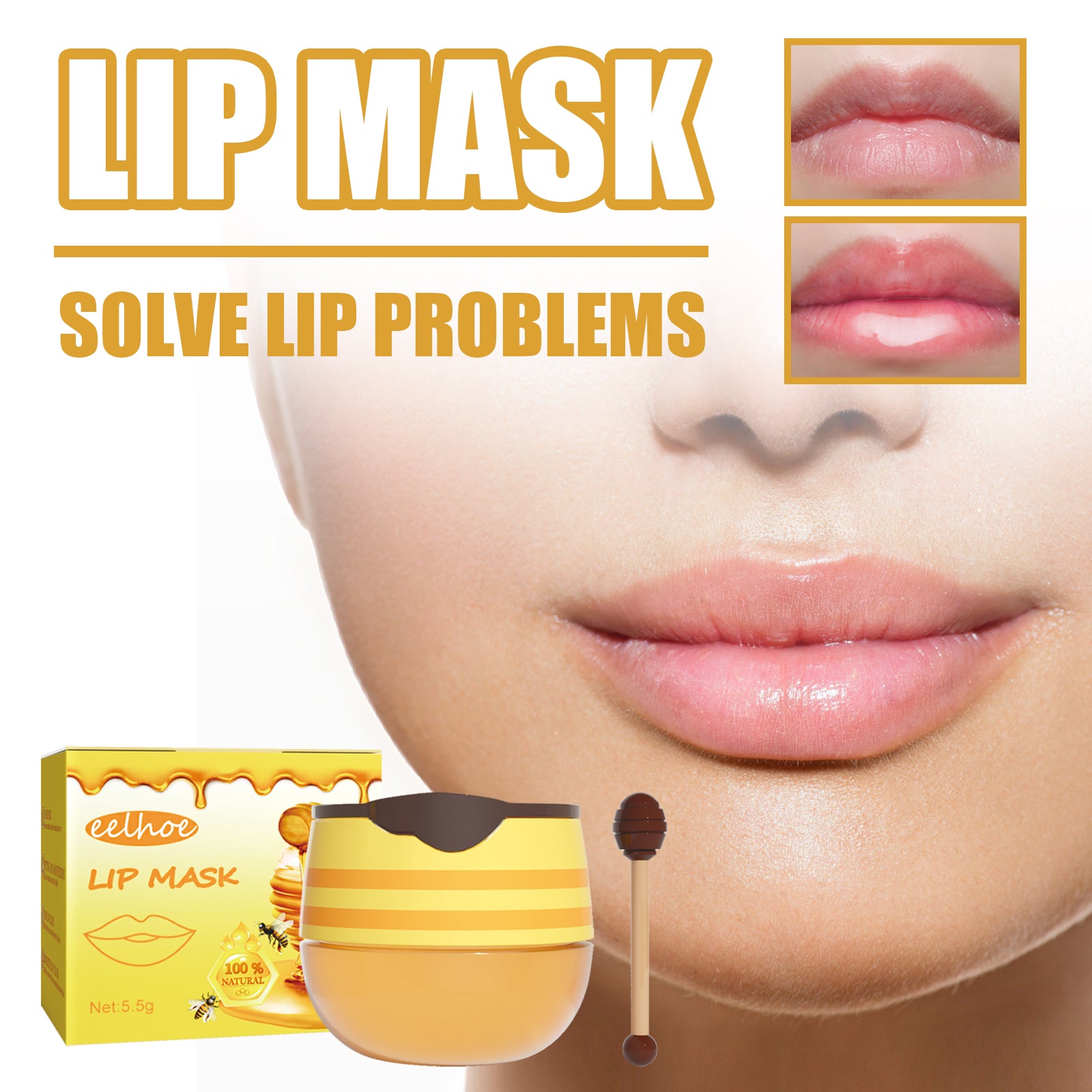 EELHOE Honey Lip Mask Moisturizing Exfoliating Lip Care Bee Lipstick - 5 - CJ