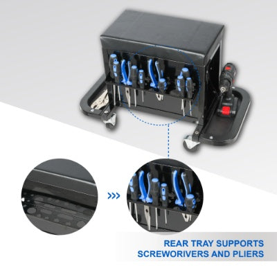 3 - Drawer Tool Chest Rolling Mechanic Seat With Tool Trays,350lbs Max Weight Capacity,Black - 5 - cjdropshipping