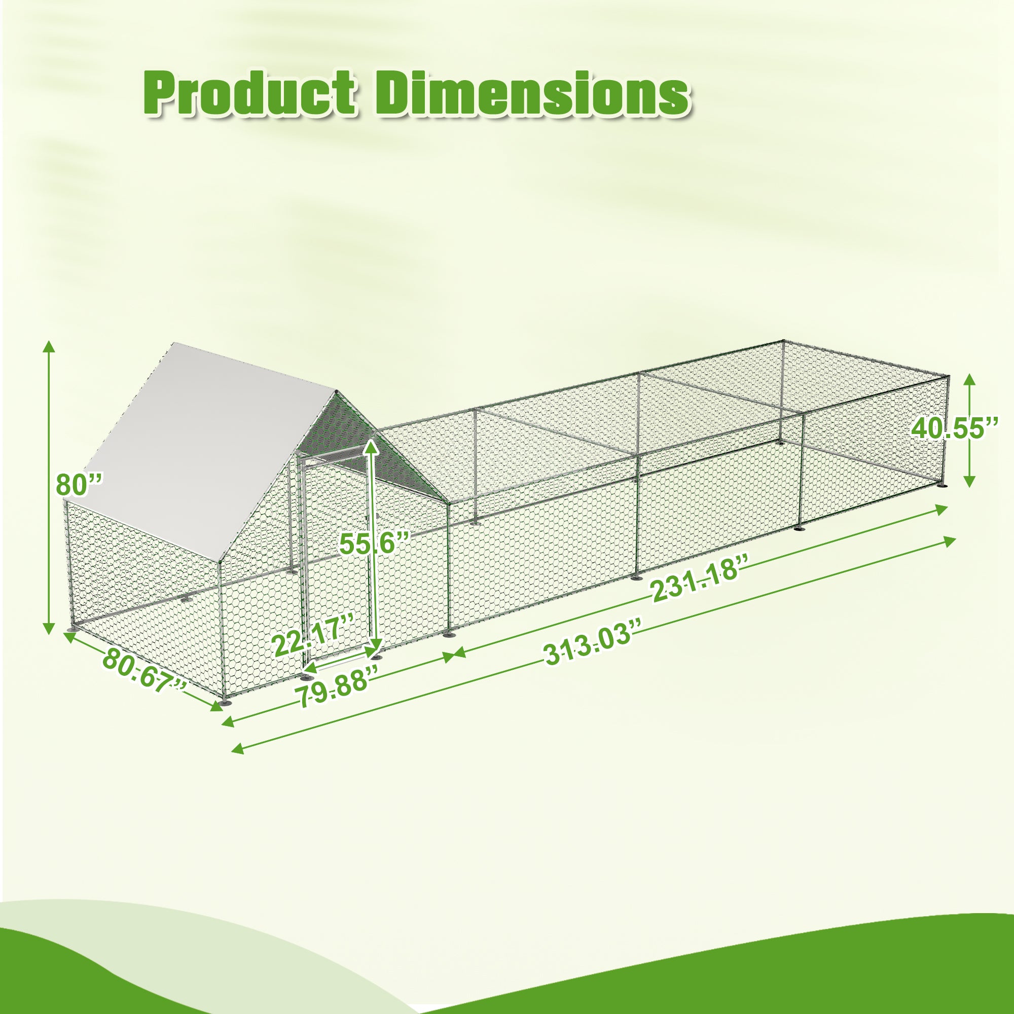 Metal Chicken Coop,Walk - in Chicken Run,Poultry Chicken Hen Pen Cage,Rabbits Duck Cages,With Cover - 5 - CJ