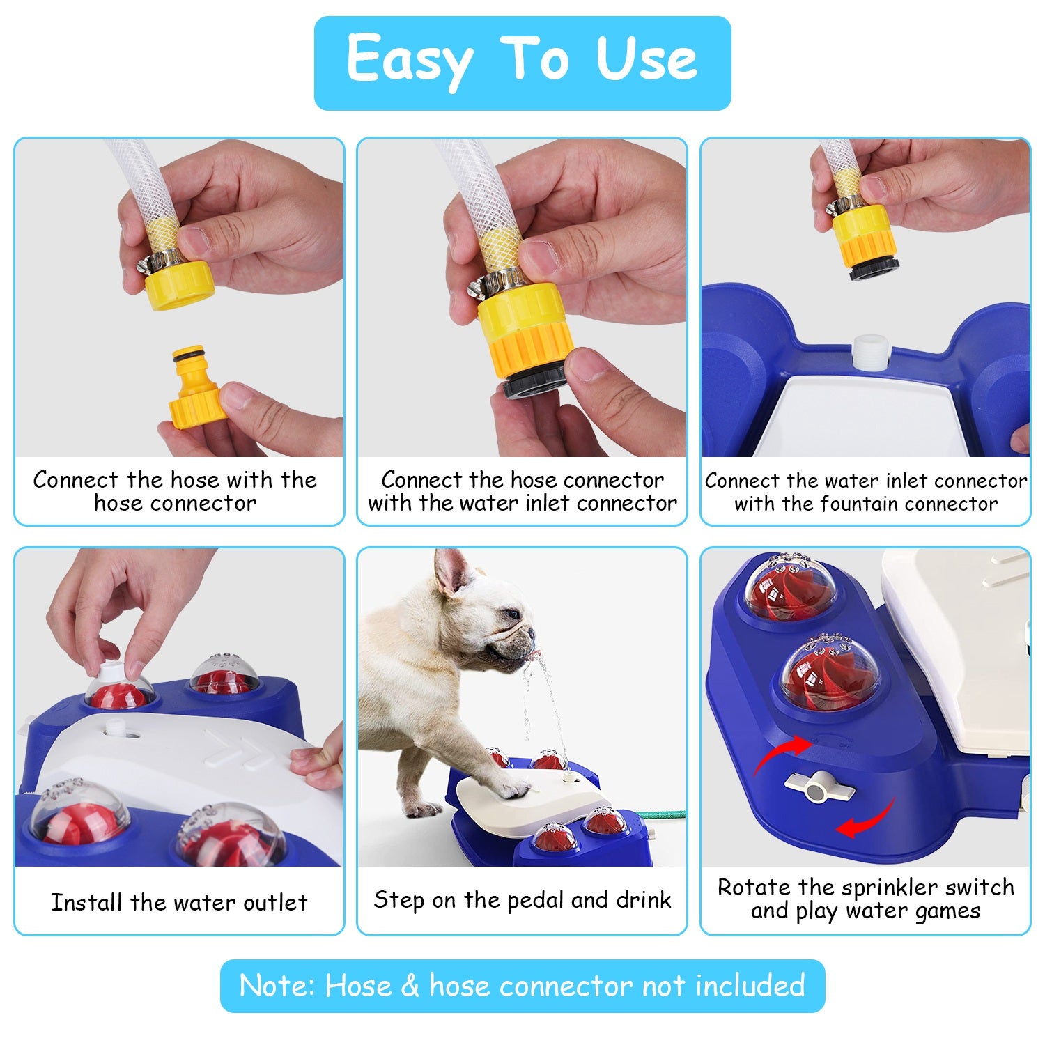 Blue - Yellow Color Options - 1Pc Dog Water Fountain Multifunctional Automatic Pet Water Dispenser Outdoor Step - on Activated Sprinkler For Drinking Shower Fun - 5 - CJ