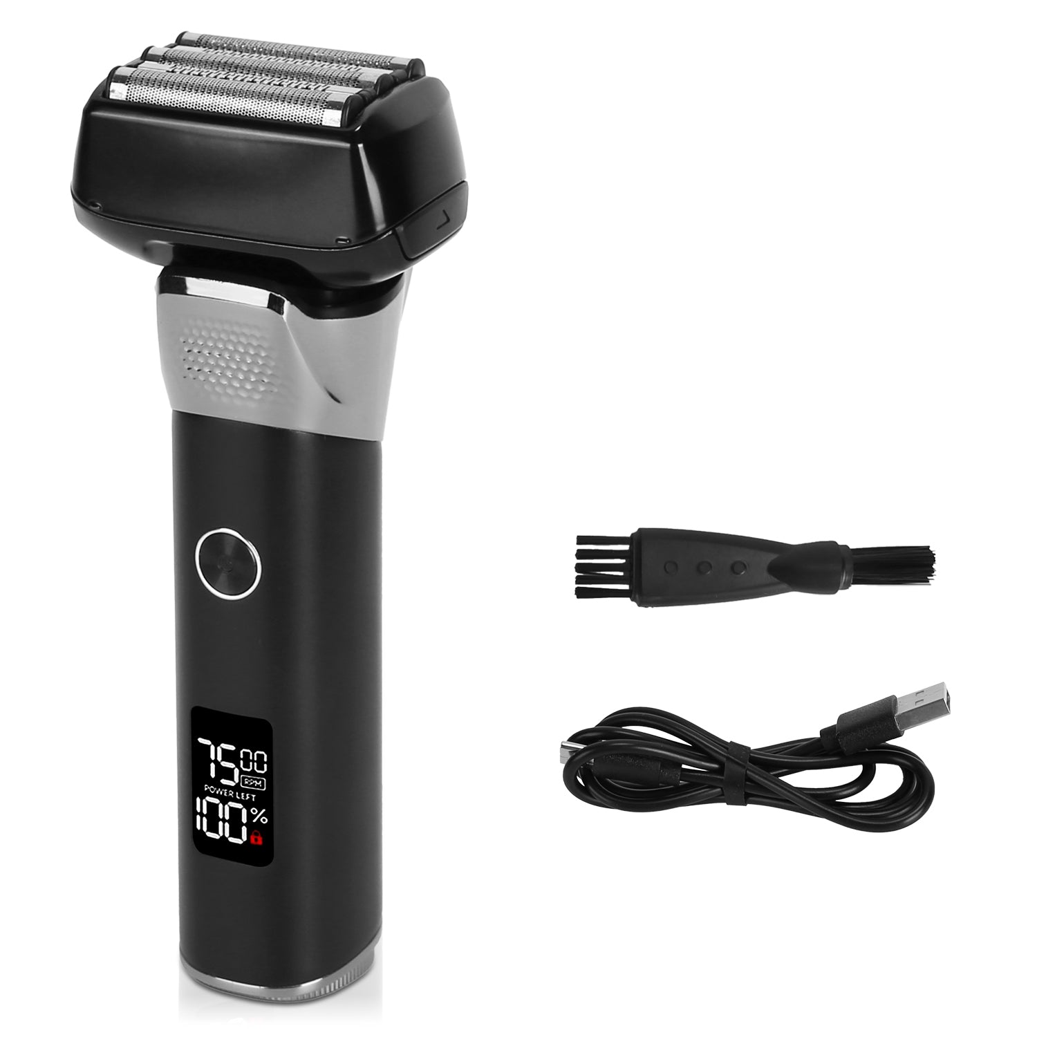 Electric Foil Face Shaver 5 - Blade Electric Razor For Men Wet & Dry Jawline Beard Trimmer Precision Sideburn Shavers IPX6 Waterproof With LED Display Cleaning Brushes - 5 - CJ