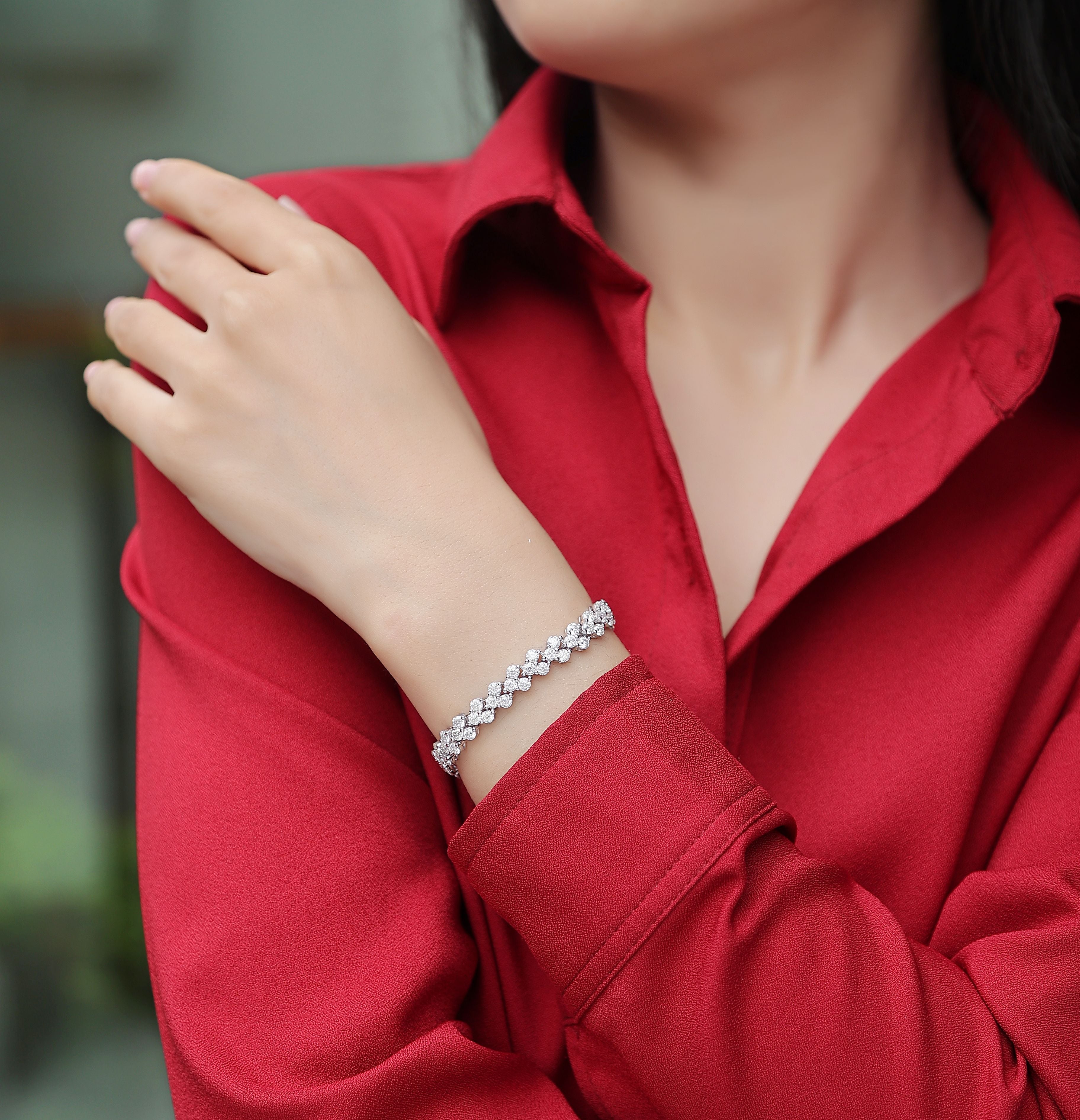 1Kanong Luxury Fashion Mossan Diamond S925 Silver Bracelet Prohibit TikTok sales - 5 - CJ