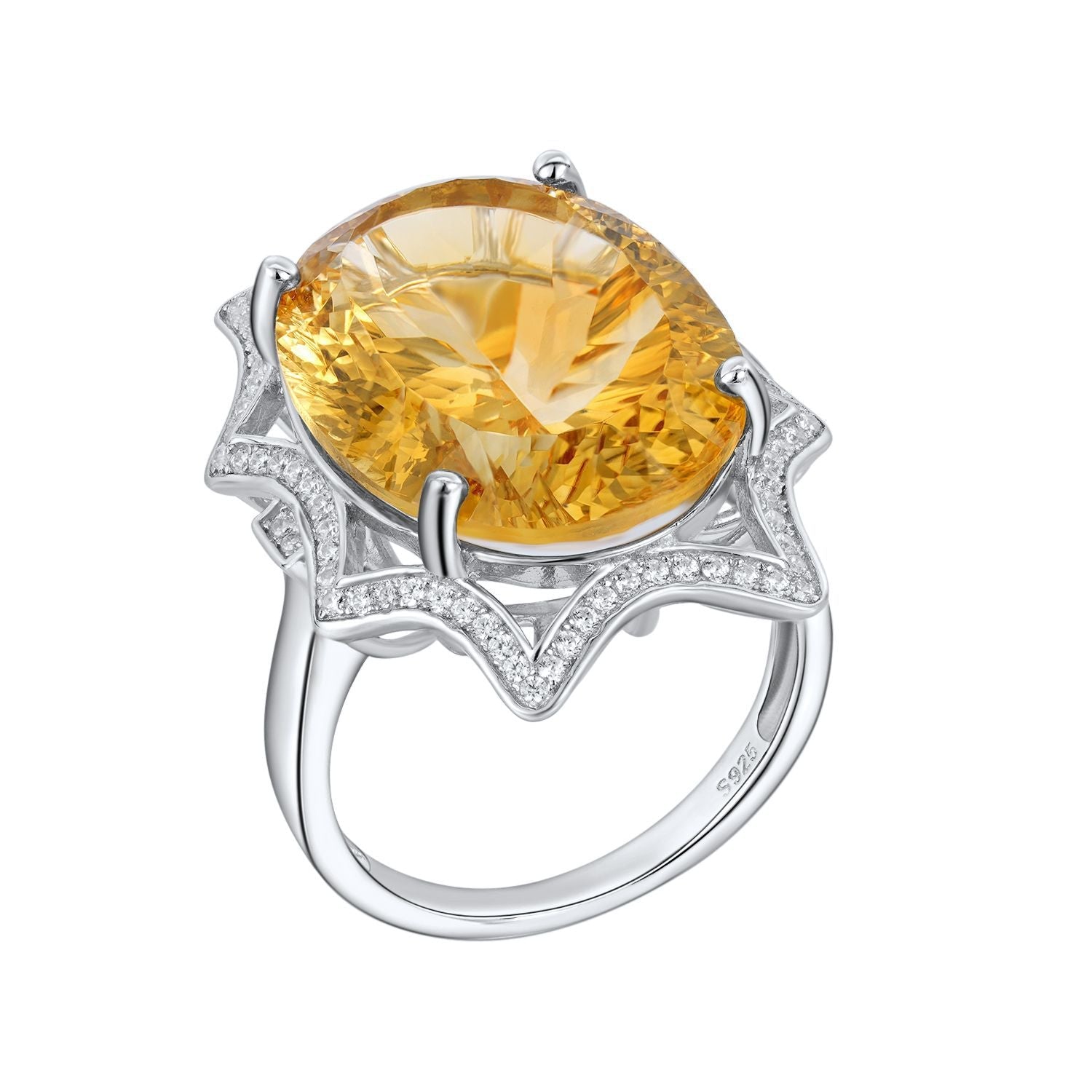 Natural Crystal Jewelry European And American Simple Light Luxury Style Large Topaz Ring - 4 - CJ