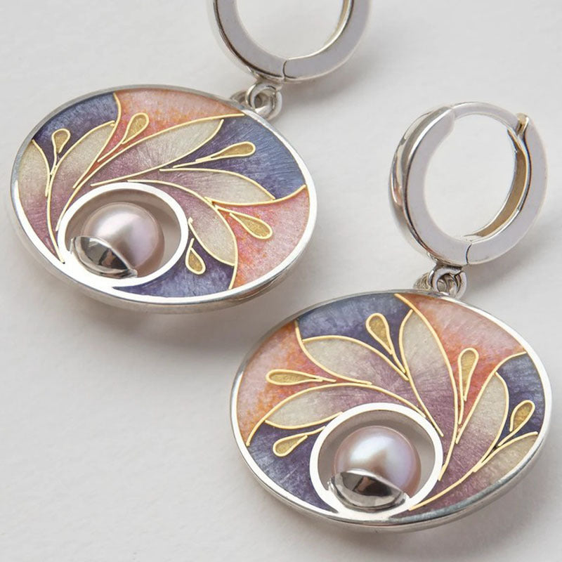 Fashion Exquisite Flower Enamel Pearl Earrings - 0 - CJ