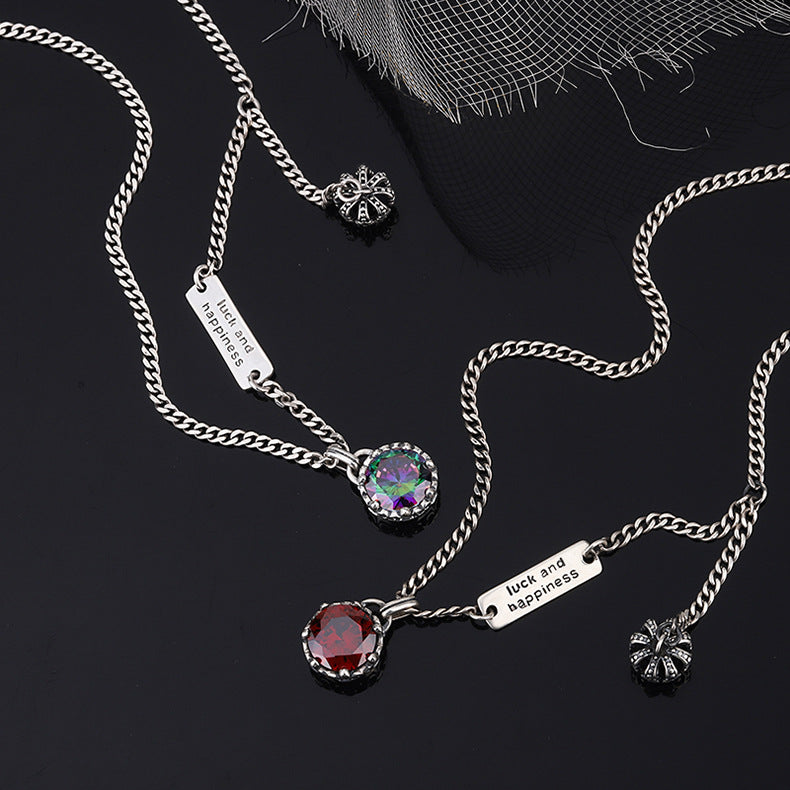 925 Sterling Silver Crown Retro Necklace Women's Brand Letter Small Design High Level - 4 - https://x.com/titan_prim62775J
