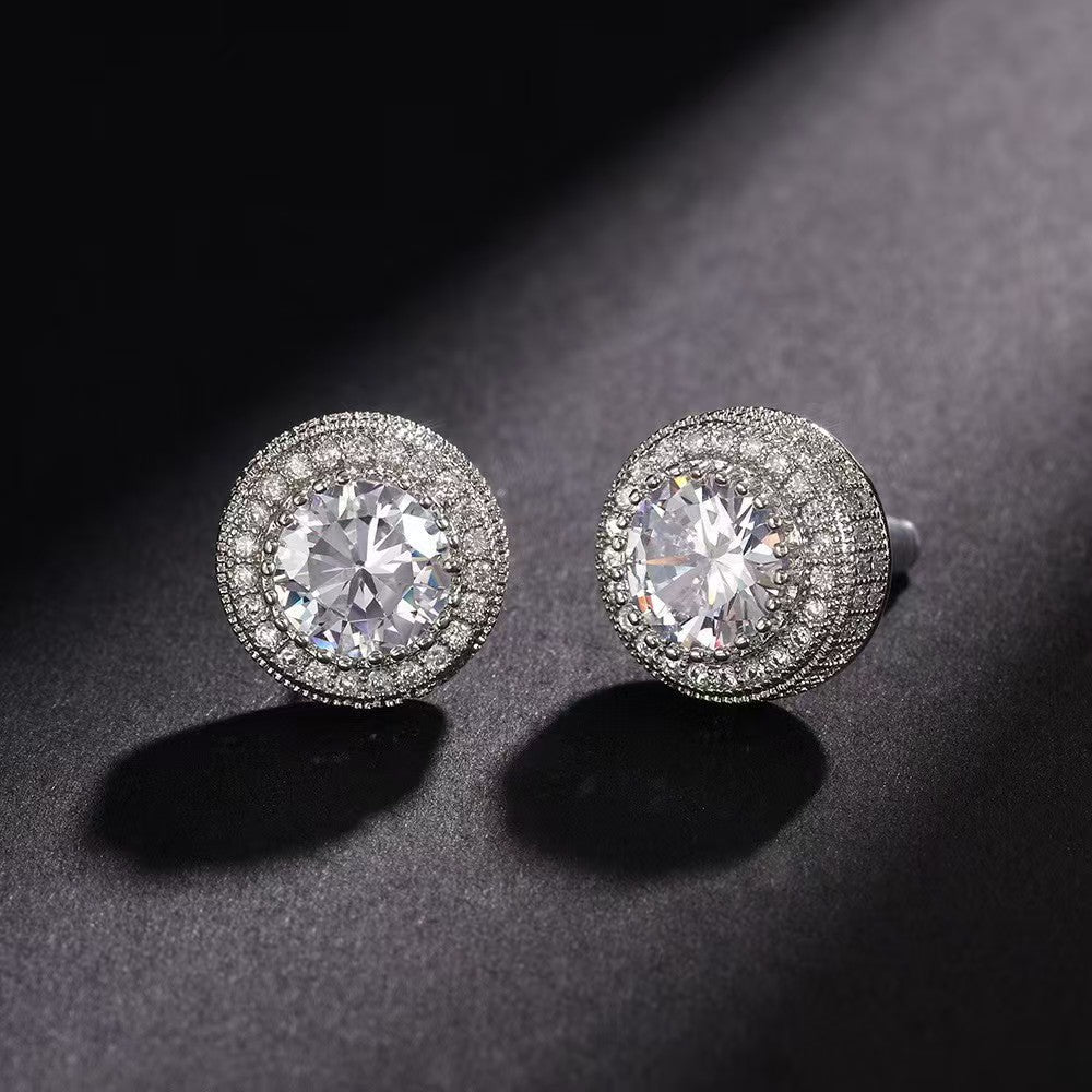 1 Pair Hip Hop Wedding Zircon Stud Earrings,Sparkling,Unisex,Daily Accessories And Women's Jewelry - 5 - CJ