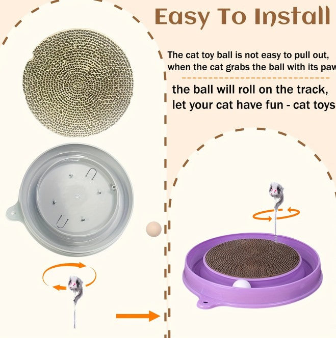 Multi - functional Cat Scratching Board With Ball Track, Various Colours Of Mat Board, Self - height Relief From Boredom To Tease The Cat, With Spring And Ball, Anti - scratch Furniture Artifacts, A Must - ha - 5 - CJ