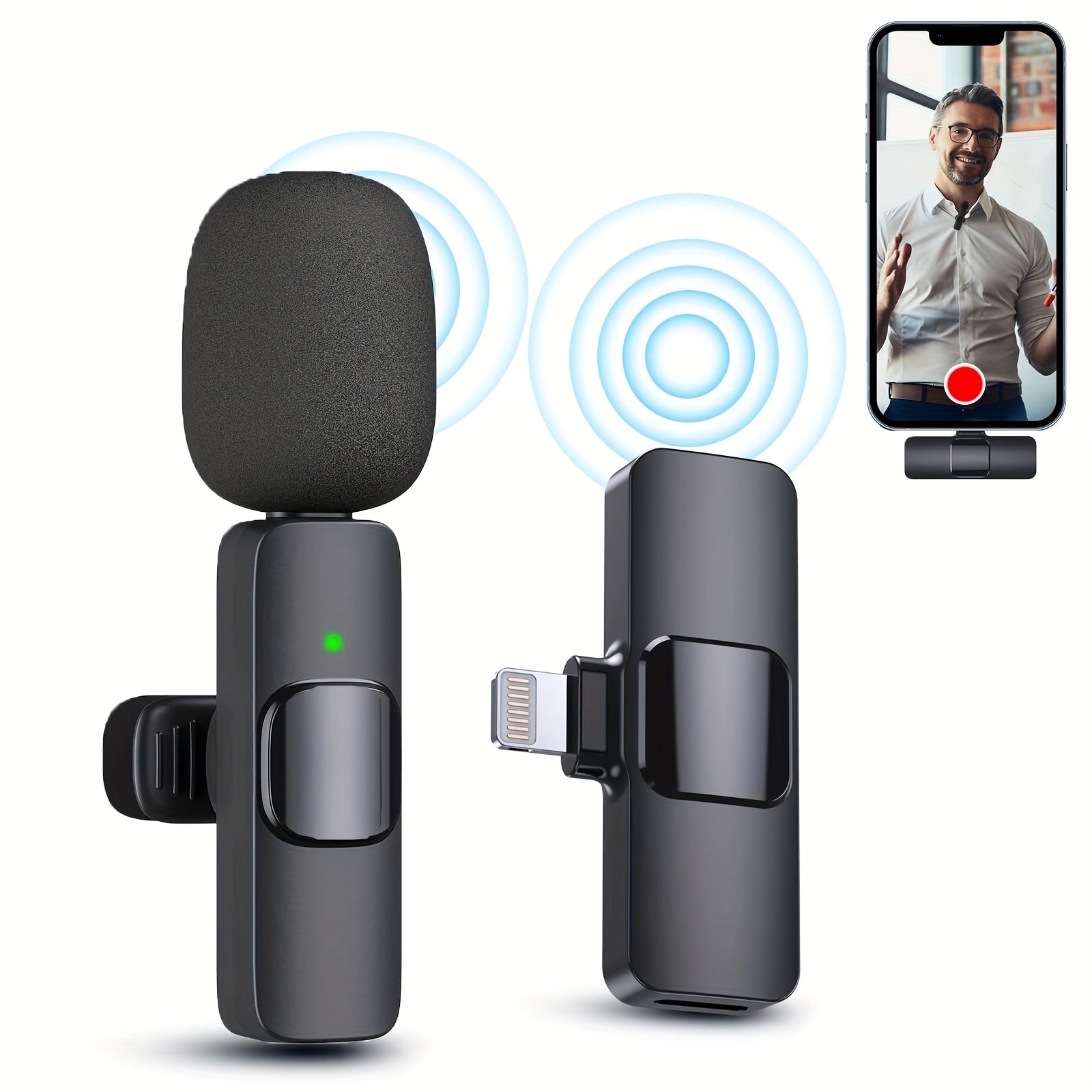 Wireless Lavalier Lapel Microphone For IPhone IPad Professional Wireless Clip Mic - Cordless Omnidirectional Condenser Recording Mic For Interview Video Podcast Vlog YouTube - 5 - CJ