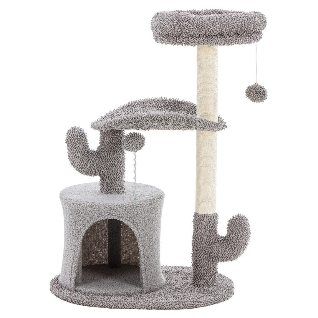 Small Cat Tree Tower, 33 Cat Scratching Post With Curved Bed - 5 - CJ