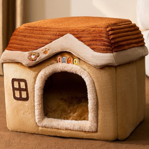 Foldable Dog House Pet Cat Bed Winter Dog Villa Sleep Kennel Removable Nest Warm Enclosed Cave Sofa Pets Supplies - 0 - CJ