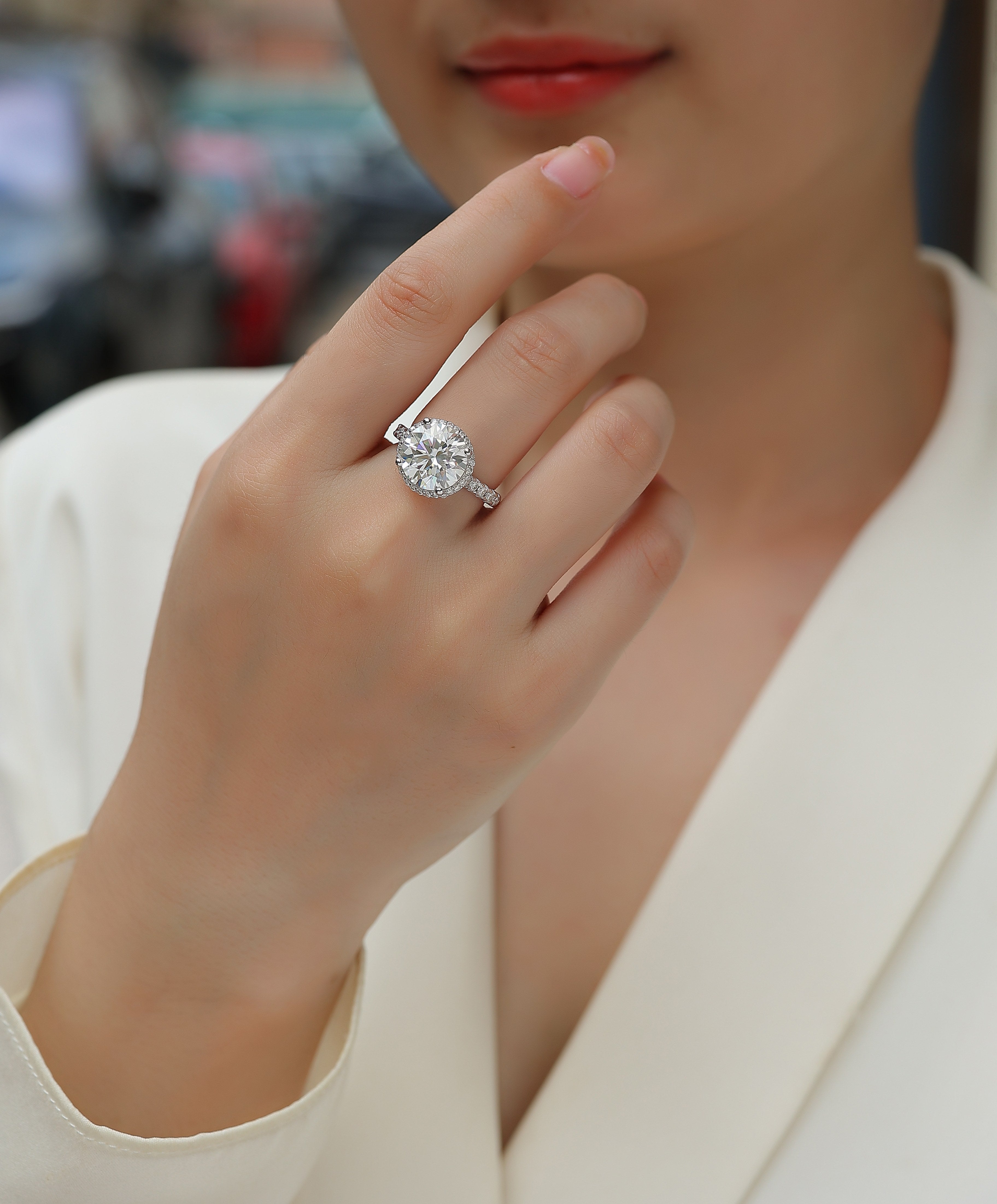 1Starry Sky - A Fashionable And Luxurious Jewelry Piece Set With 5 - carat Moissan Diamond S925 Sterling Silver And Platinum - plated Diamond Prohibit TikTok sales - 5 - CJ