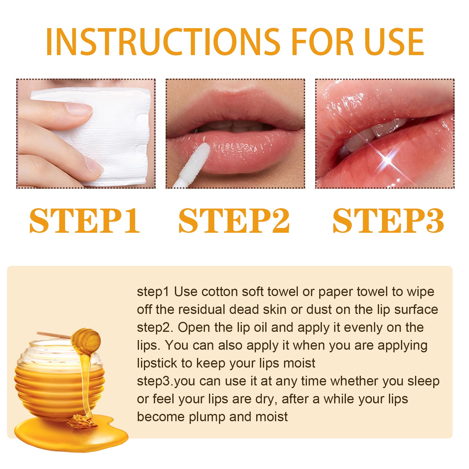EELHOE Honey Lip Oil, Reduces Lip Lines, Prevents Cracking And Peeling, Moisturizing Lip Care Oil. - 5.0 - CJ