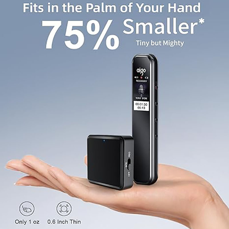 Magnetic Digital Voice Recorder With AI - Triple Noise Reduction,Portable Audio Recorder Compatible With Smart Cell Phone PC Recording Device For Lectures,Meetings,Interviews,Black - 5 - CJ
